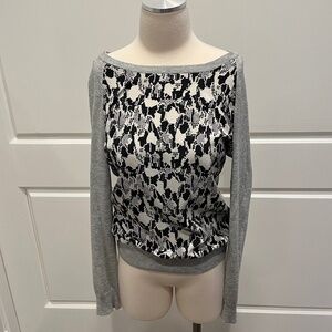 Joie, Gray Silk Cashmere Blend Snakeskin Print Sweater, sz S
